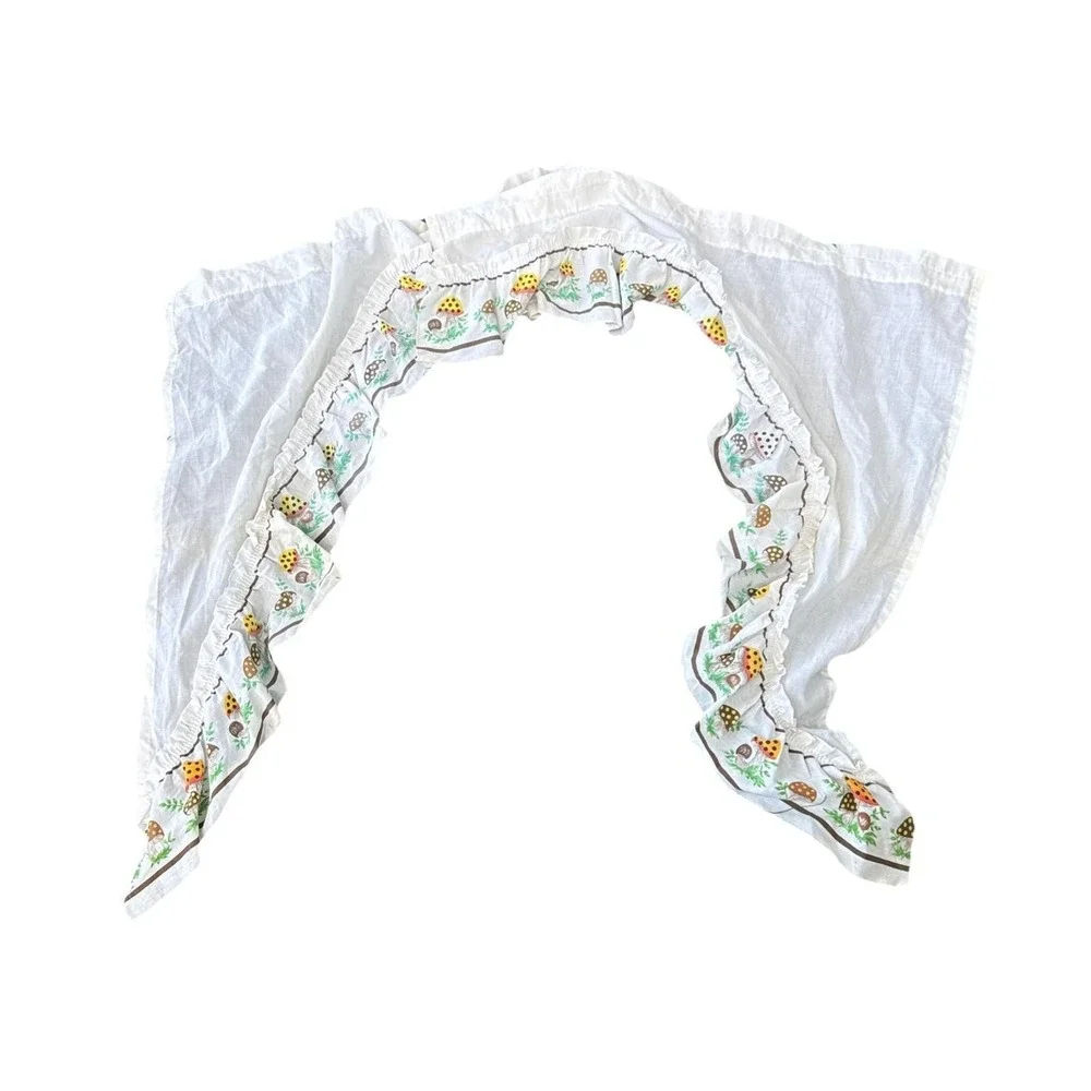 1970S Sears Merry Mushroom Curtain Ruffle Valance Two Piece Set Mushroom Vintage
